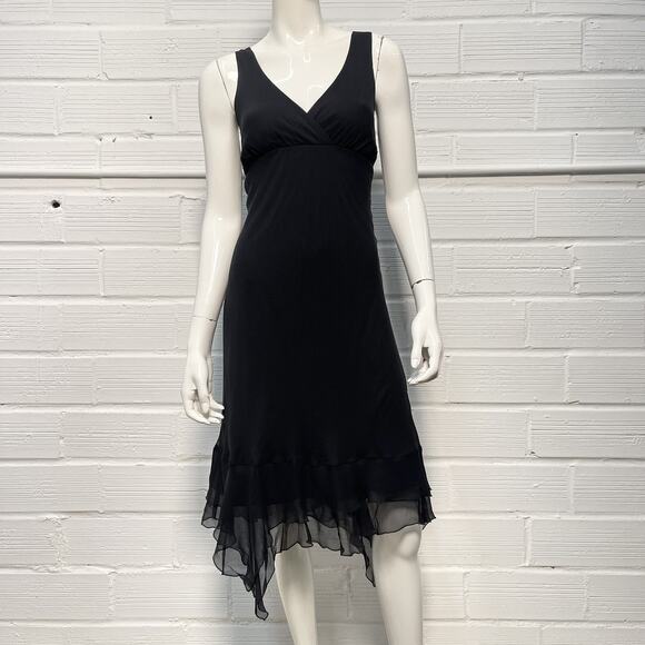 Vintage 90’s/Y2K Black Silk Bias Cut Dress Handkerchief Hem, Size 10 Medium - Picture 2 of 9